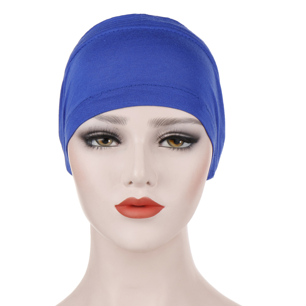 Muslim solid color back pleated bottoming cap Mercerized cotton turban cap Baotou cap