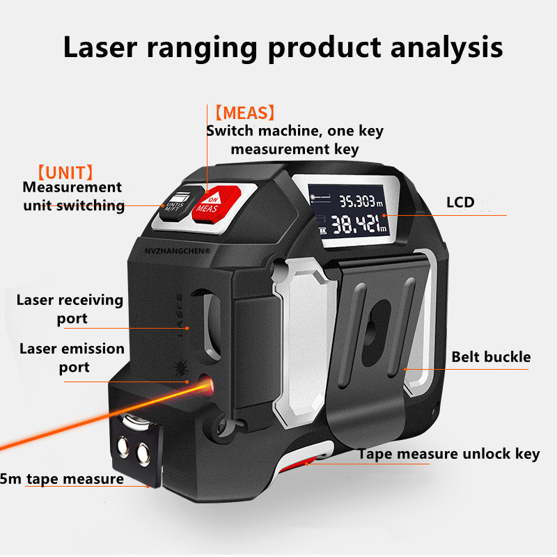 Distance Meter Digital Display Laser Rangefinder Measuring Laser Tape Electronic Roulette USB Charge Home Improvement Tool