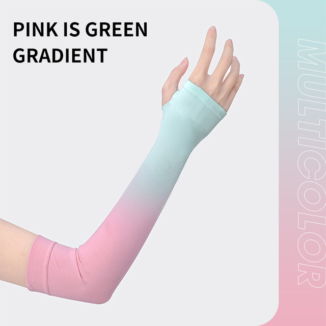 1Pair Gradient Ice Sleeve Sunscreen Arm Sleeves Arm Guard Ice Silk Covers Oversleeve UV Protection Cycling and Driving Women Men