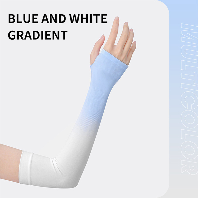 1Pair Gradient Ice Sleeve Sunscreen Arm Sleeves Arm Guard Ice Silk Covers Oversleeve UV Protection Cycling and Driving Women Men