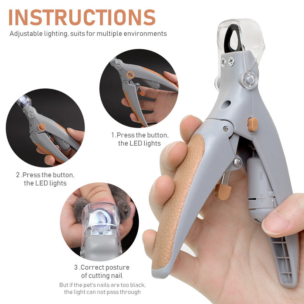 Pet Nail Clipper Scissors Pet Dog Cat Nail Toe Claw Scissors LED Light Nail Trimmer Cats Dogs Dog Grooming Animal Pet Supplies