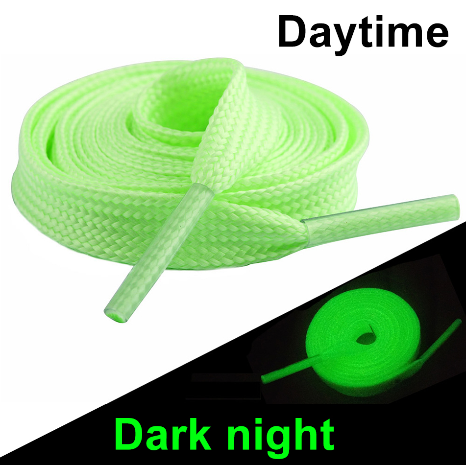 1 Pair Luminous Shoelaces for Flat Sneakers Canvas Sport Basketball Shoes Unisex In The Night Glowing Fluorescent Laces 120cm