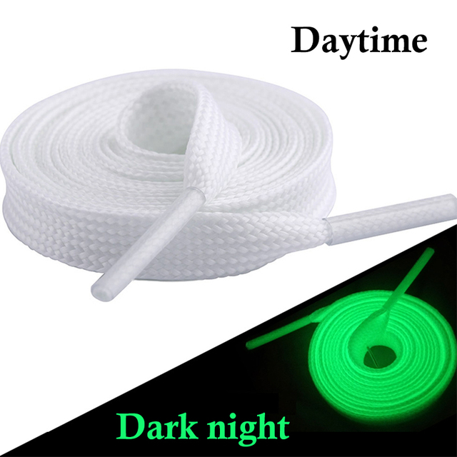 1 Pair Luminous Shoelaces for Flat Sneakers Canvas Sport Basketball Shoes Unisex In The Night Glowing Fluorescent Laces 120cm