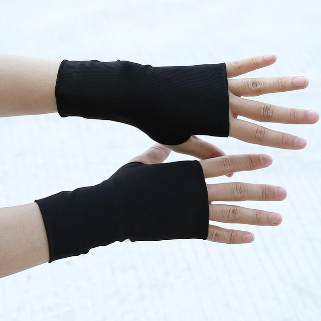 Fingerless Gym Men's Women's Fishing Hiking Cycling Sports Fitness Running Mittens Gothic Motorcycle Sunscreen Ice Silk Glove