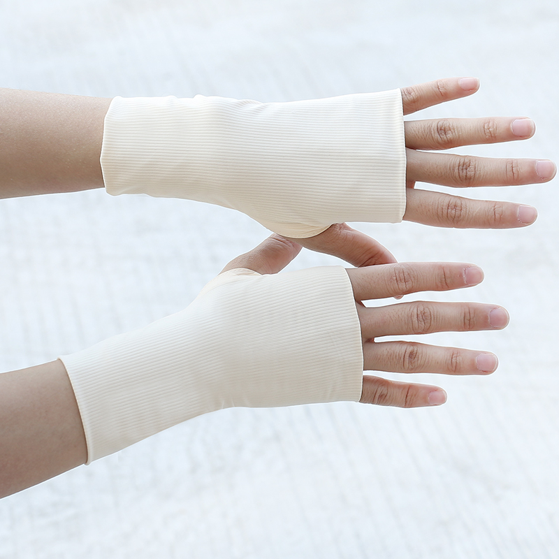 Fingerless Gym Men's Women's Fishing Hiking Cycling Sports Fitness Running Mittens Gothic Motorcycle Sunscreen Ice Silk Glove