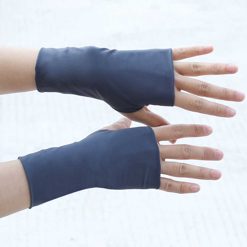Fingerless Gym Men's Women's Fishing Hiking Cycling Sports Fitness Running Mittens Gothic Motorcycle Sunscreen Ice Silk Glove