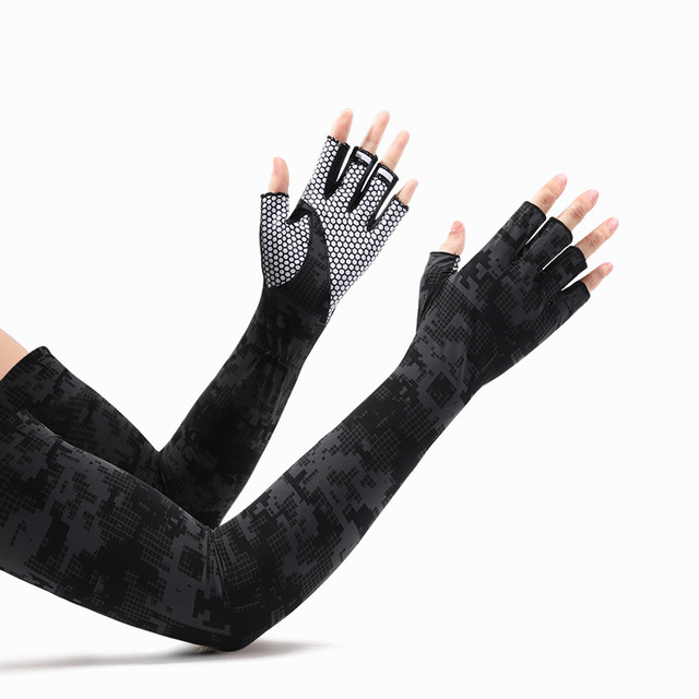 2pcs Sport Arm Sleeves Cycling Running Fishing Climbing Arm Cover Sun UV Protection Ice Cool Sleeves With