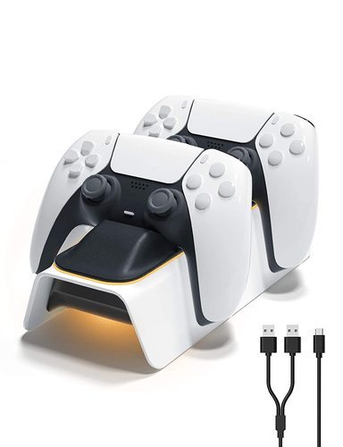 Fast Charger for PS5 Controller With Charging Cable Charging Station Dock for Dual Playstation 5 Controllers With LED Indicator