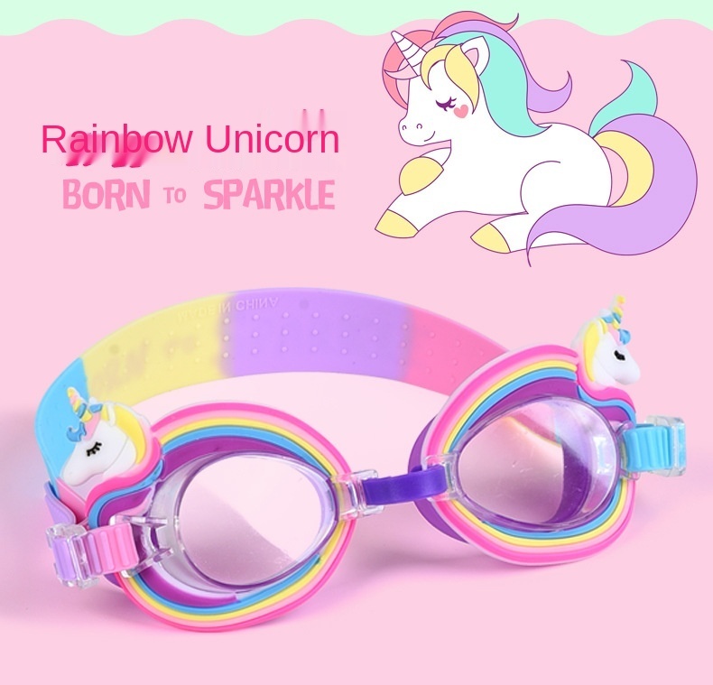 Children's swimming goggles anti fog and anti ultraviolet swimming goggles transparent racing goggles with adjustable belt