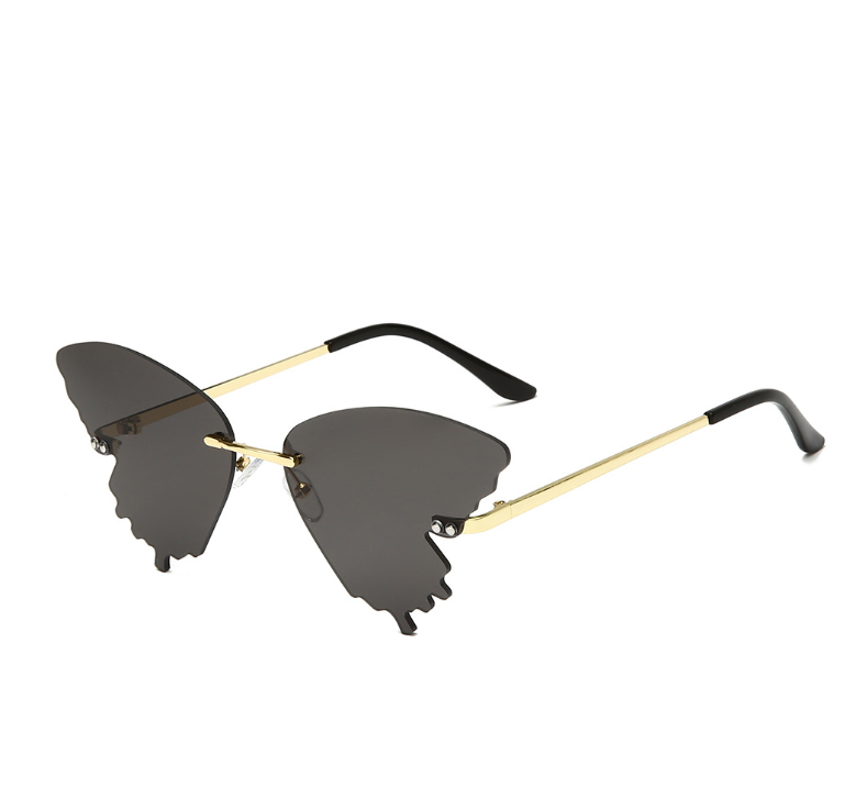 New Metal Rimless Butterfly Sunglasses Women Vintage  Protection Street Eyewear Cycling Travel Sports Goggles