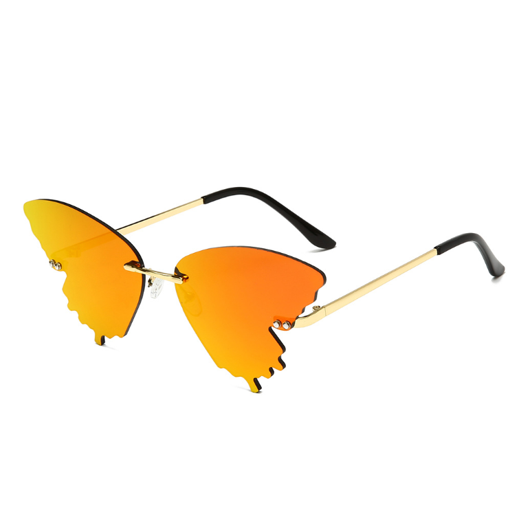 New Metal Rimless Butterfly Sunglasses Women Vintage  Protection Street Eyewear Cycling Travel Sports Goggles