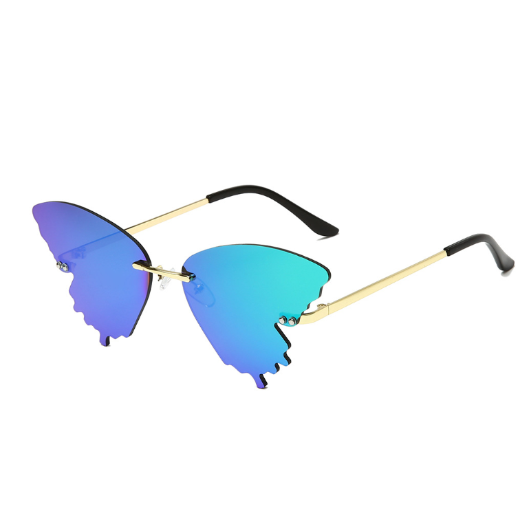 New Metal Rimless Butterfly Sunglasses Women Vintage  Protection Street Eyewear Cycling Travel Sports Goggles
