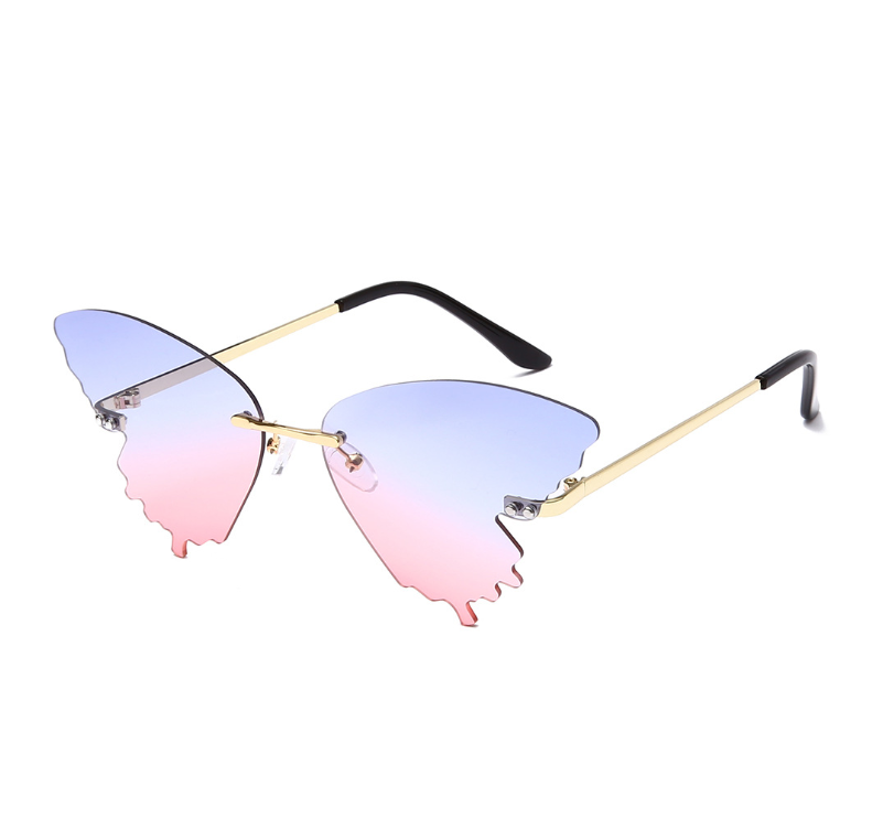 New Metal Rimless Butterfly Sunglasses Women Vintage  Protection Street Eyewear Cycling Travel Sports Goggles