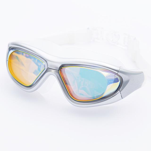 New Fog-proof Swimming Glasses with Large Frames Silicone Glazing Electroplated Anti-fog Goggles for Adults