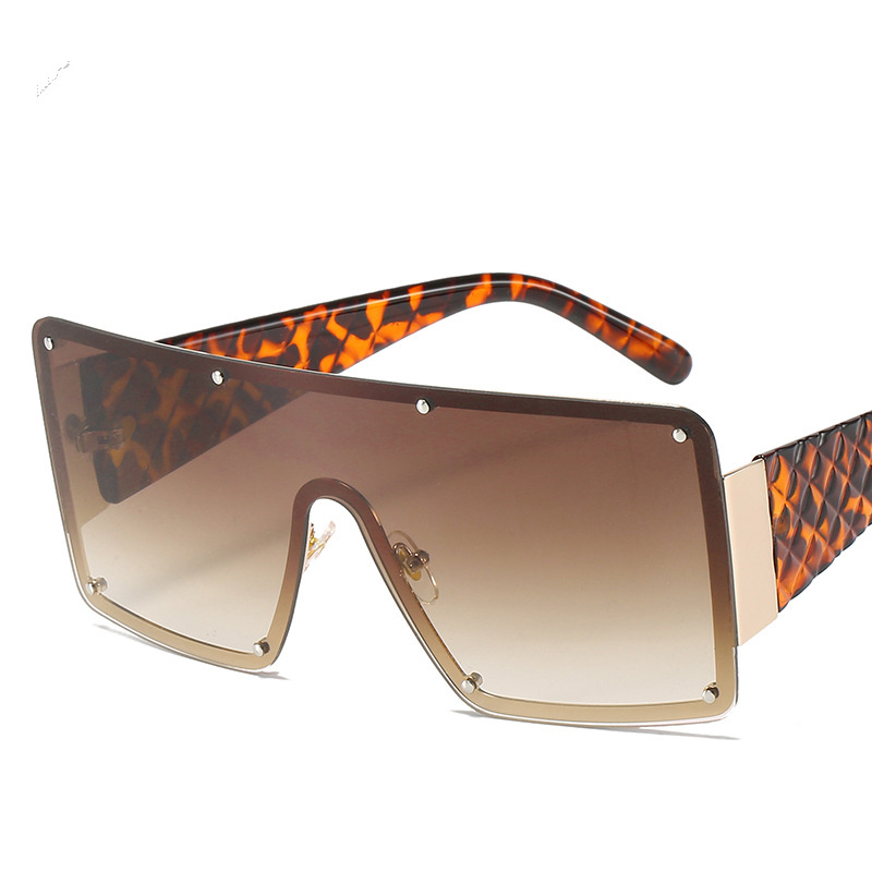 Oversized Square Sunglasses Women  Fashion Metal Frame Vintage Sun Glasses Men Shades Retro Gradient Visor