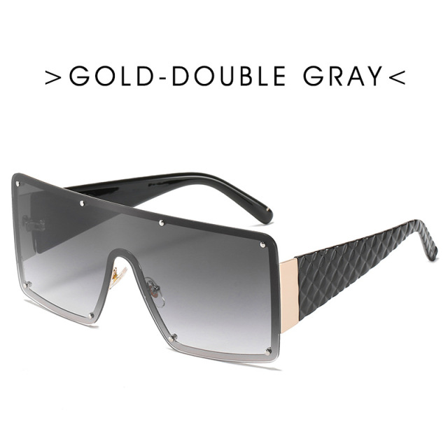 Oversized Square Sunglasses Women  Fashion Metal Frame Vintage Sun Glasses Men Shades Retro Gradient Visor