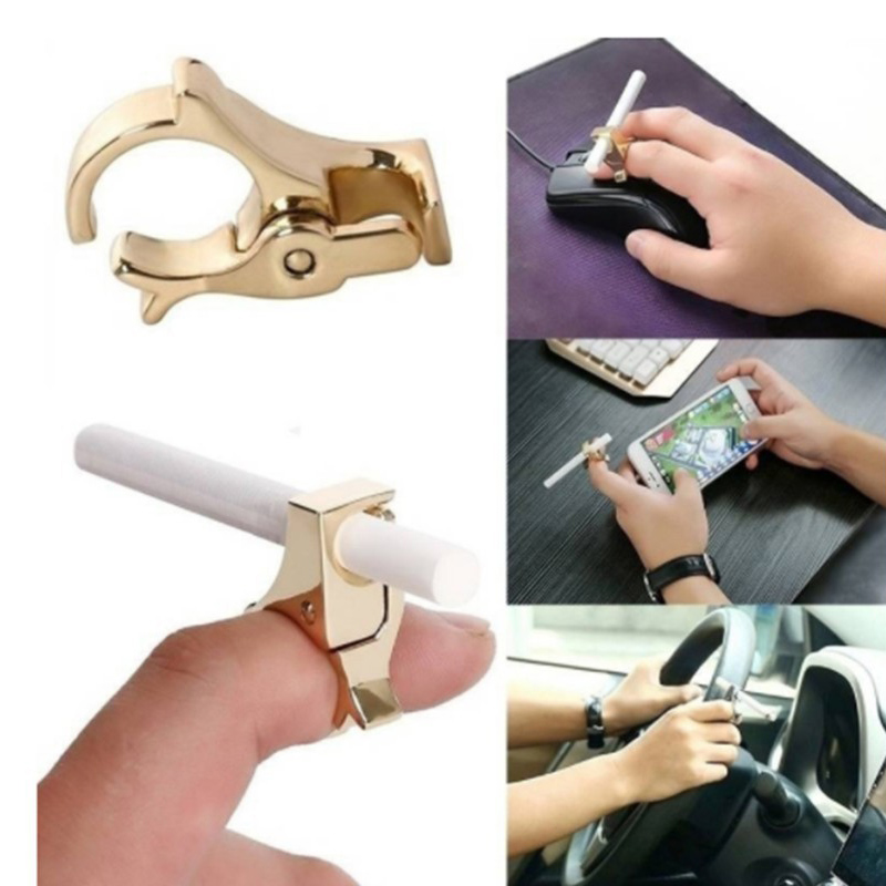 Kitchen  Dining room appliances Creative Portable Zinc Alloy Cigarette Holder Cigarette Tobacco Finger Ring Hand Rack Smoking Clip Smoking Accessories