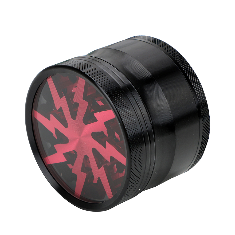 62MM 4-layer Aluminum Alloy Tobacco Grinder Smoking Herb Cutter Kitchen Dining room appliancesTransparent Latest Lightning-Shape Spice Weed Cutter