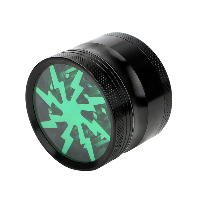 62MM 4-layer Aluminum Alloy Tobacco Grinder Smoking Herb Cutter Kitchen Dining room appliancesTransparent Latest Lightning-Shape Spice Weed Cutter