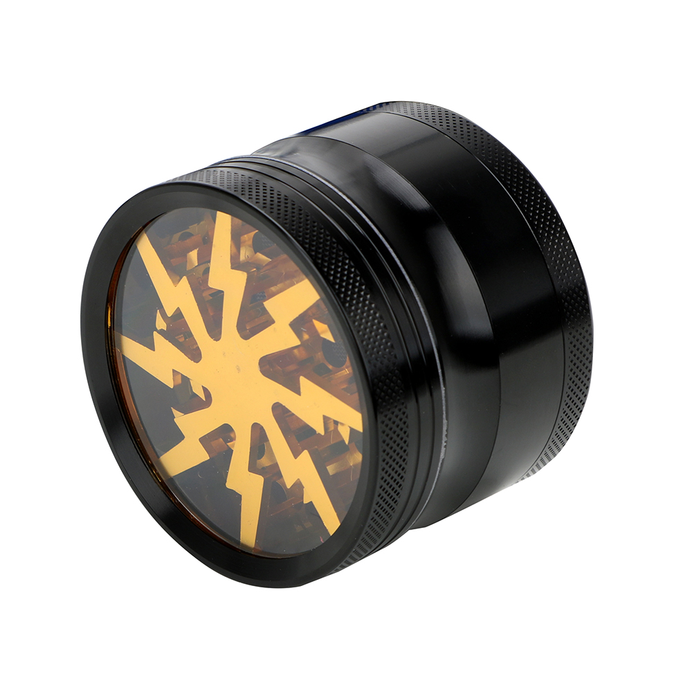 62MM 4-layer Aluminum Alloy Tobacco Grinder Smoking Herb Cutter Kitchen Dining room appliancesTransparent Latest Lightning-Shape Spice Weed Cutter