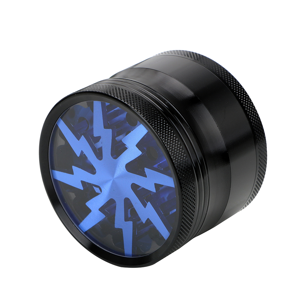 62MM 4-layer Aluminum Alloy Tobacco Grinder Smoking Herb Cutter Kitchen Dining room appliancesTransparent Latest Lightning-Shape Spice Weed Cutter