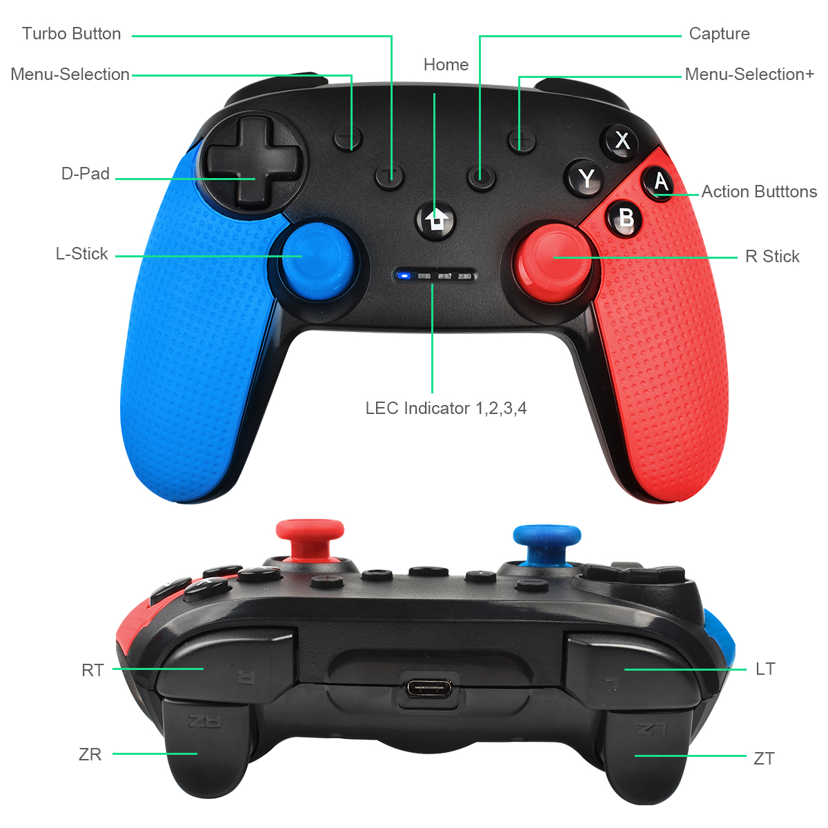 Powtree Bluetooth-compatible Gamepad for Nintendo NS-Switch NS Switch Oled Console Wireless USB Joystick Switch Pro Controller
