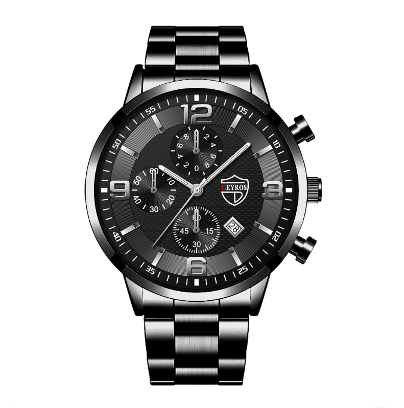 Brand Fashion Mens Watches Luxury Stainless Steel Quartz Wrist Watch Luminous Clock Men Business Casual Leather Watch