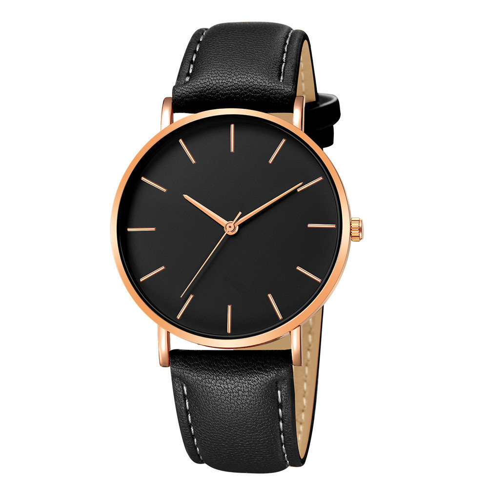 Luxury Men's Watch New Fashion Simple Leather Gold Silver Dial Men Watches Casual Quartz Clock