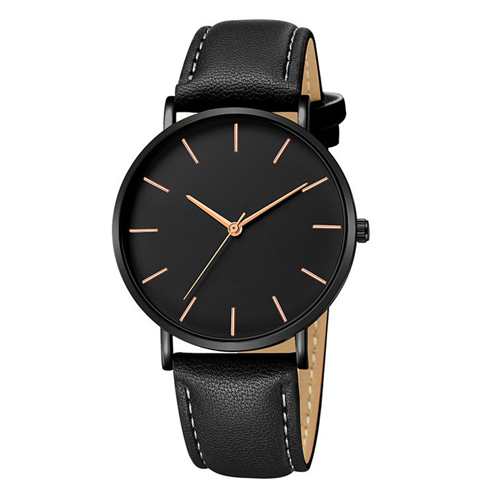 Luxury Men's Watch New Fashion Simple Leather Gold Silver Dial Men Watches Casual Quartz Clock