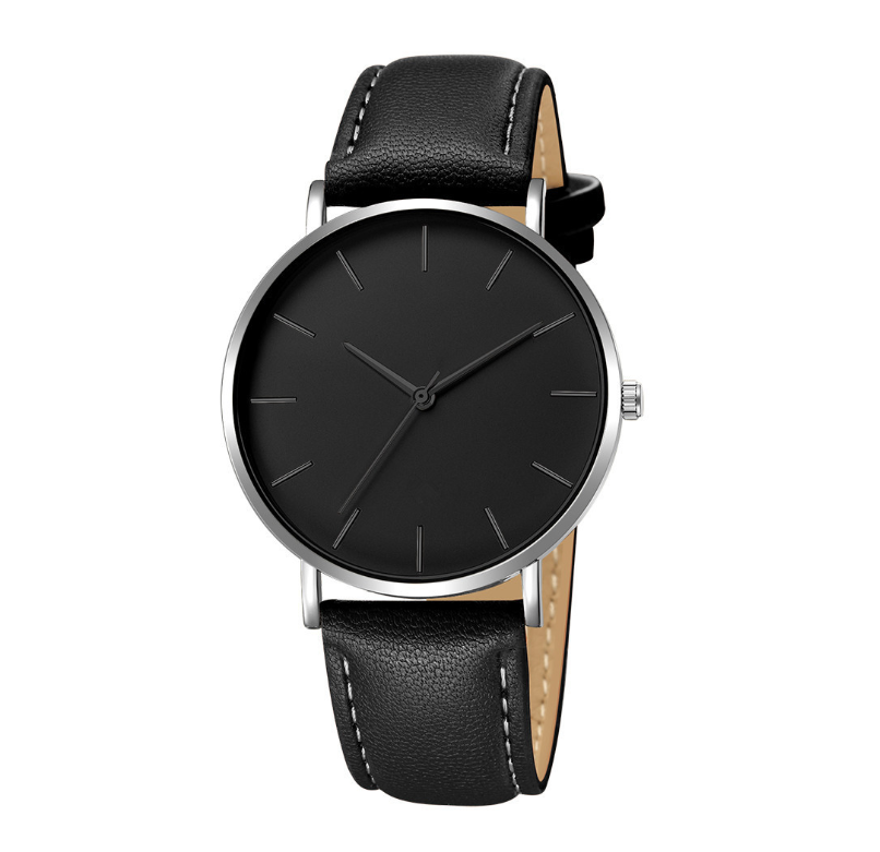 Luxury Men's Watch New Fashion Simple Leather Gold Silver Dial Men Watches Casual Quartz Clock