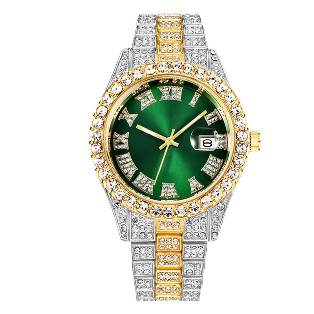 Fashion Luxury Watches Men Classic Business Roman Numerals Pave Zircon Quartz Watches For Men Present