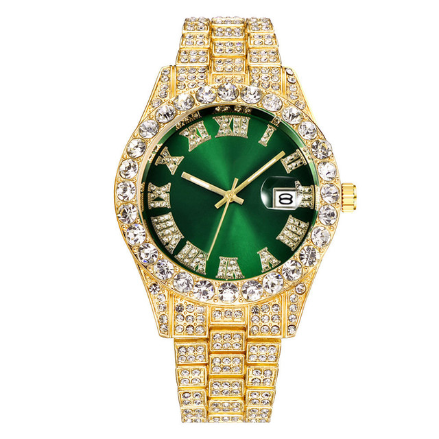 Fashion Luxury Watches Men Classic Business Roman Numerals Pave Zircon Quartz Watches For Men Present