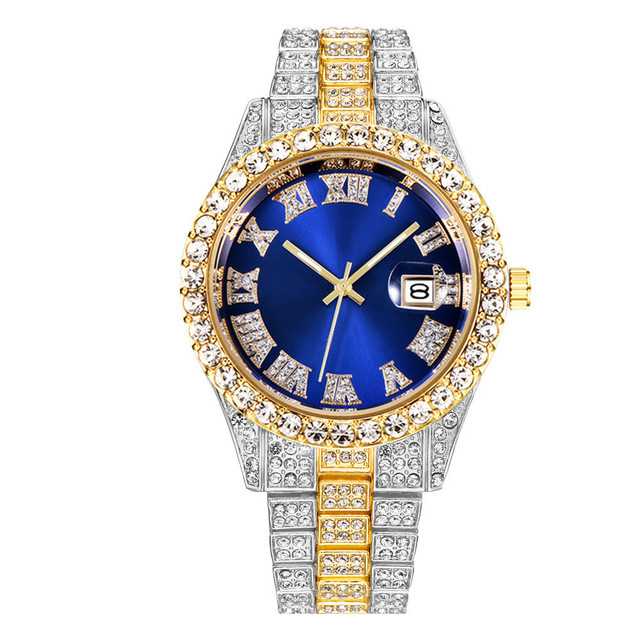 Fashion Luxury Watches Men Classic Business Roman Numerals Pave Zircon Quartz Watches For Men Present
