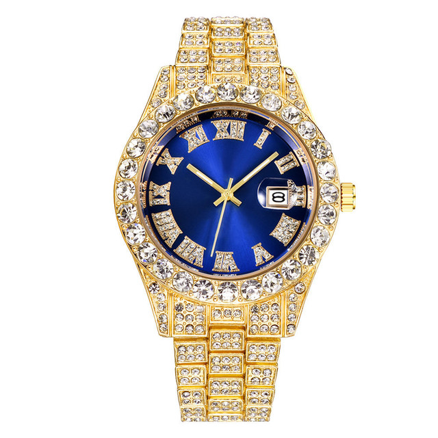 Fashion Luxury Watches Men Classic Business Roman Numerals Pave Zircon Quartz Watches For Men Present