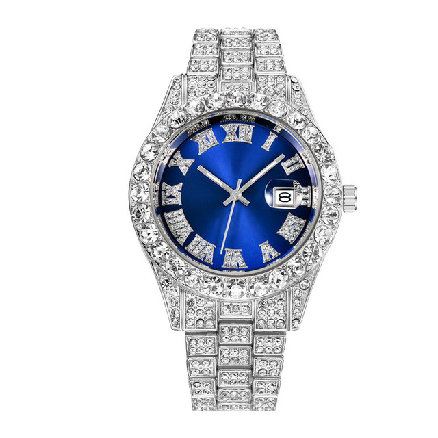 Fashion Luxury Watches Men Classic Business Roman Numerals Pave Zircon Quartz Watches For Men Present