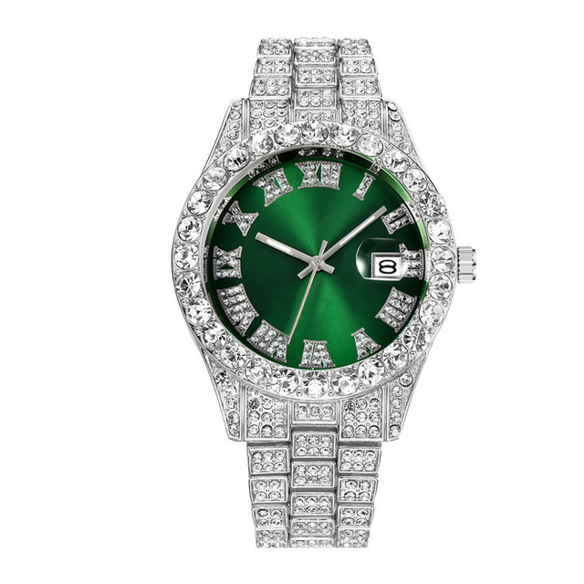 Fashion Luxury Watches Men Classic Business Roman Numerals Pave Zircon Quartz Watches For Men Present