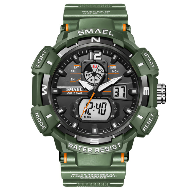 Top Luxury Brand Men's Watch Outdoor Sports Waterproof Watches Dual Time Display Quartz Wristwatches Rubber Digital Clock