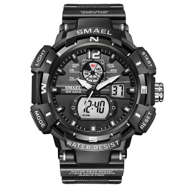Top Luxury Brand Men's Watch Outdoor Sports Waterproof Watches Dual Time Display Quartz Wristwatches Rubber Digital Clock