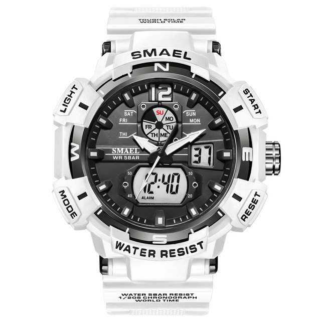 Top Luxury Brand Men's Watch Outdoor Sports Waterproof Watches Dual Time Display Quartz Wristwatches Rubber Digital Clock