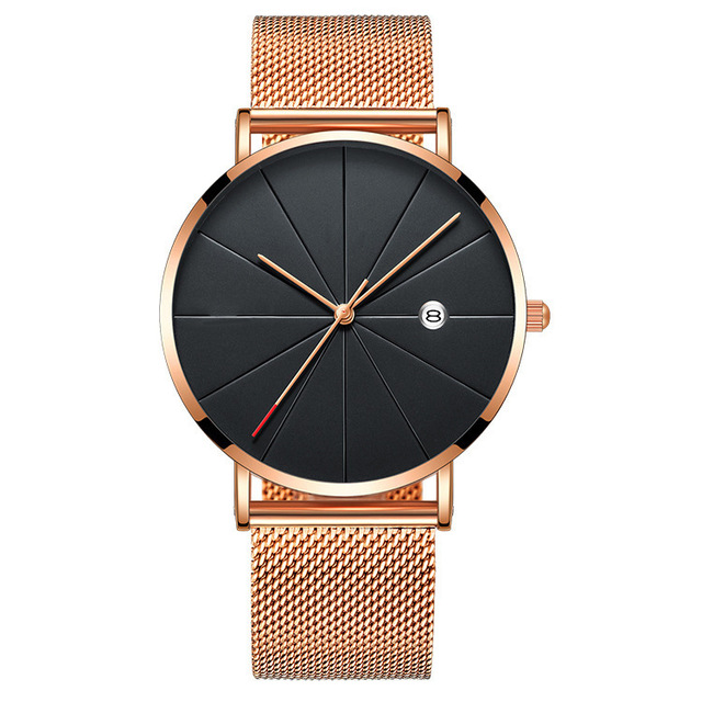 Luxury Fashion Business Watches Men Super Slim Watches Stainless Steel Mesh Belt Quartz Watches Gold Watches Men Gift
