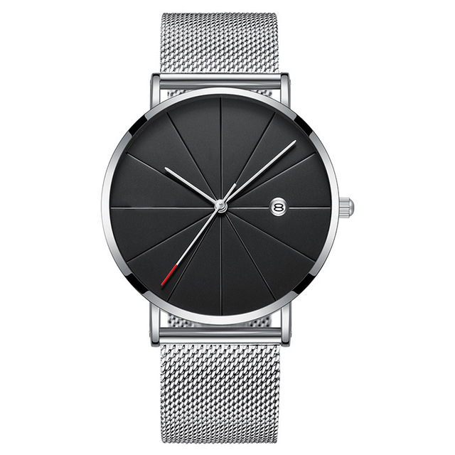 Luxury Fashion Business Watches Men Super Slim Watches Stainless Steel Mesh Belt Quartz Watches Gold Watches Men Gift