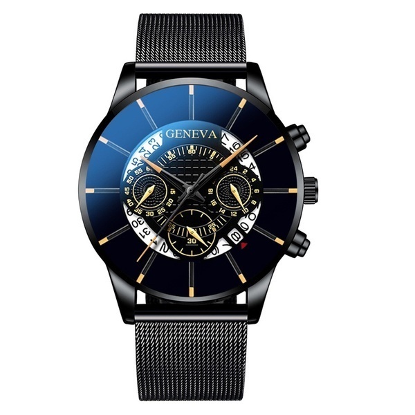 Fashion Men's Watch Sport Men Watches Luxury Calendar Steel Mesh Band Wristwatch Geneva Clock Reloj Hombre