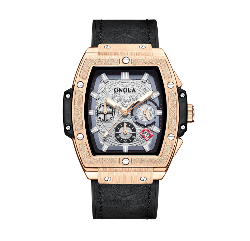 New men gold watch LuxuryBrand Fashion casual waterproof Leather watches men Clock wristwatch