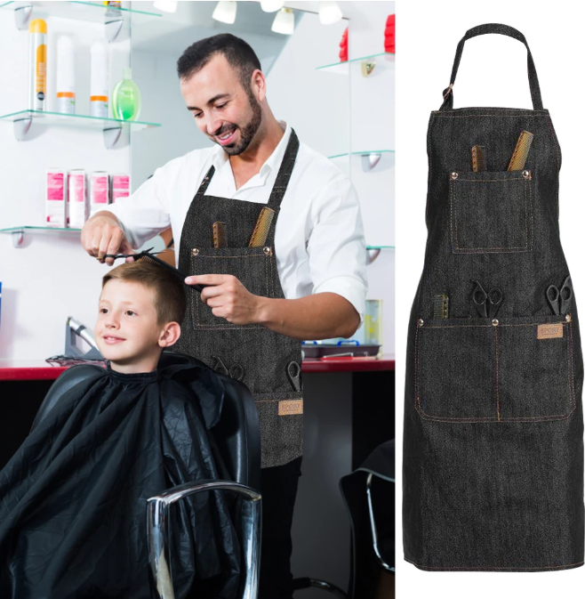 Hair Dresser for Salon Apron Hairdressing Cape Hair Cloth Cutting Dyeing Cape for Barber Shop Black Jean Styling Tools Hairdress