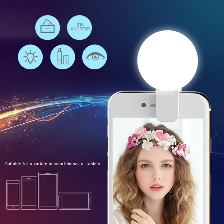 Mini Q Selfie Ring Light Portable Flash LED USB Clip Mobile Phone Fill Lamp Led Mirror Neon Sign Selfie Ring Makeup Lightings