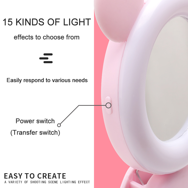 Rechargeable Selfie Ring Light Ear Makeup Lightings Mini Lamp For Mobile Phone USB LED Light Par Light With Mirror