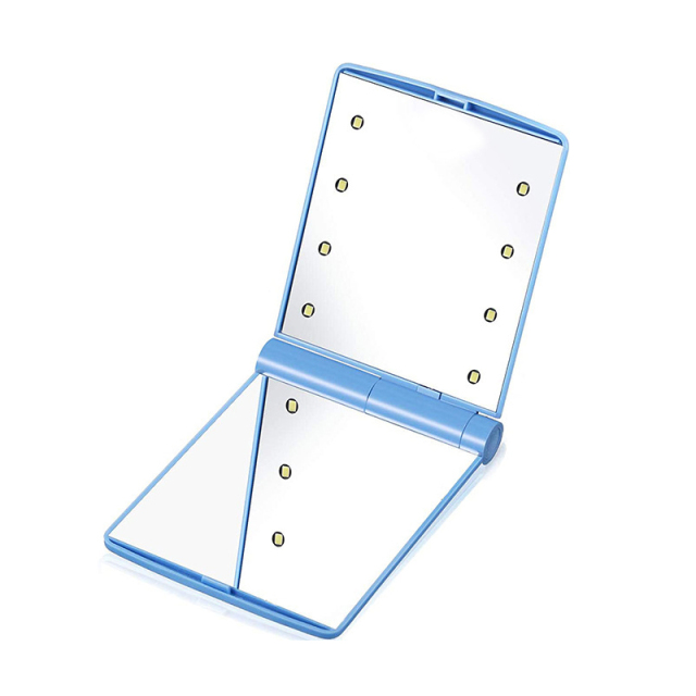 1pcs 8 LED Lights Lamps Women Foldable Makeup Mirrors Lady Cosmetic Hand Folding Portable Compact Pocket Mirror