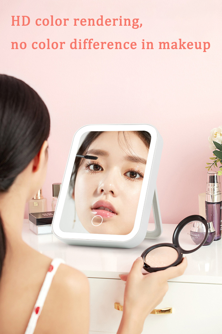 LED Makeup Mirror Illuminated Flexible Cosmetic Table Mirror With Light for Make Up Adjustable Light  Touch Screen
