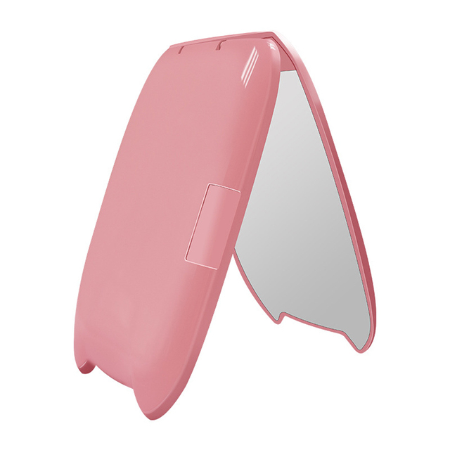 LED Makeup Mirror With Light Portable Foldable 2X Magnification Touch Screen Cosmetic Mirror Cat ear Shape 2-Face Ladies Mirror