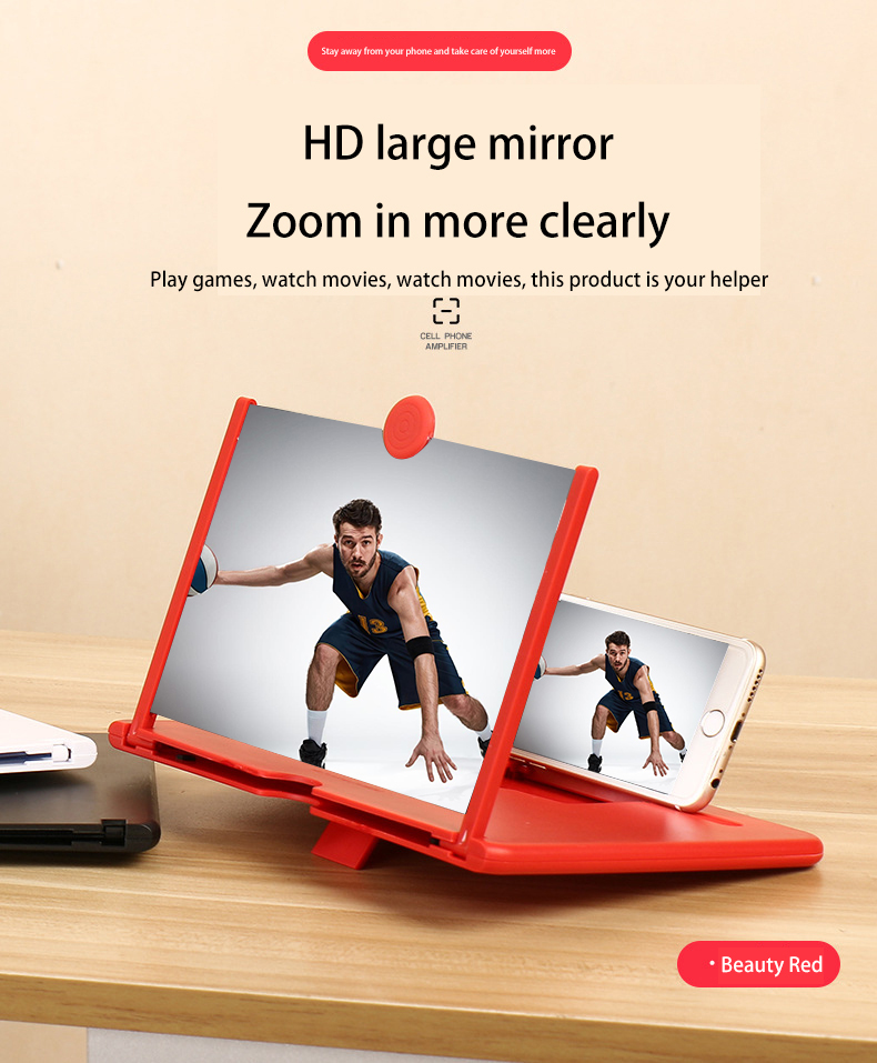 10 Inch 3D Mobile Phone Screen Magnifier HD Video Amplifier Stand Bracket with Movie Game Magnifying Folding Phone Desk Holder